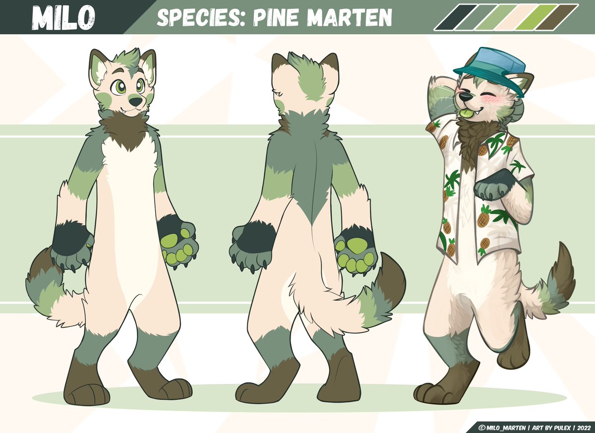 Ref sheet of Milo, the Marten